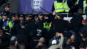 Hungary fans clash with police inside Wembley Stadium
