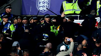 Hungary fans clash with police inside Wembley Stadium
