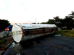 Panic, gridock in Lagos as tanker spills content at Stadium Bridge