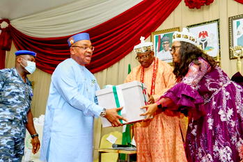 Udom announces 10 additional aircraft for Ibom Air, celebrates Eket monarch at 85