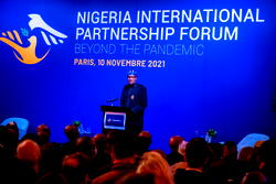 PHOTOS: Buhari delivers keynote address at Nigeria International partnership Forum in Paris