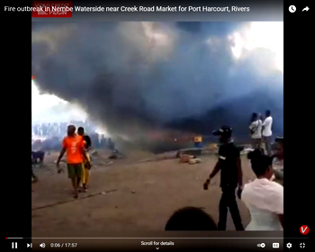 VIDEO: Fire outbreak in Nembe Waterside near Creek Road Market for Port Harcourt, Rivers
