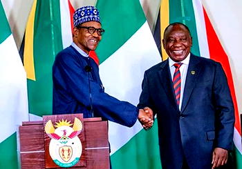 Buhari receives South Africa’s President, Ramaphosa, at Aso Rock Villa