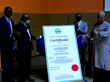 LBS, first Nigerian institution to receive globally ISO 9001:2015 certification