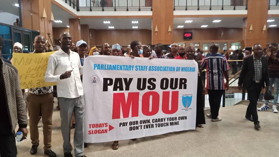 PHOTOS: National Assembly staff protest non-payment of allowances