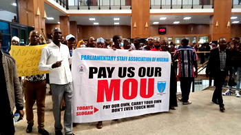 PHOTOS: National Assembly staff protest non-payment of allowances