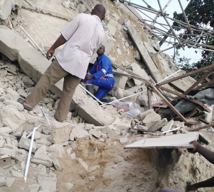 BREAKING: 3-storey building under construction collapses in Lagos [Photos]