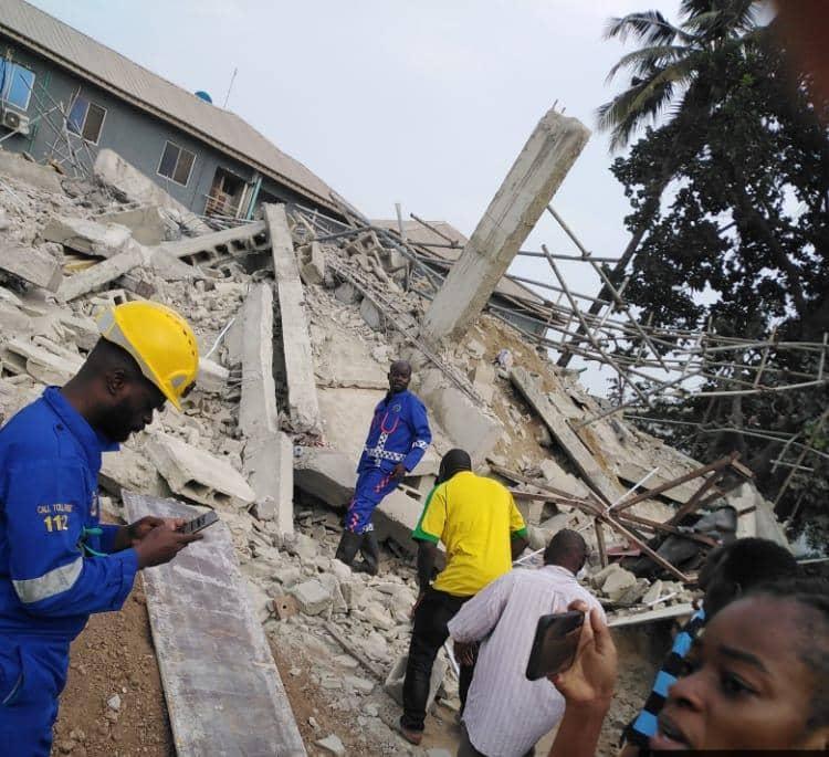 BREAKING: 3-storey building under construction collapses in Lagos [Photos]
