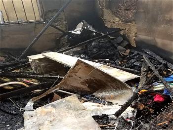 Fire guts residential building in Lagos