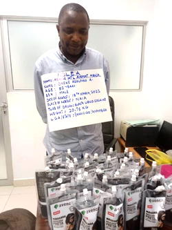NDLEA nabs father of 4 with 20.75kg black liquid cocaine in makeup mascara at Abuja airport