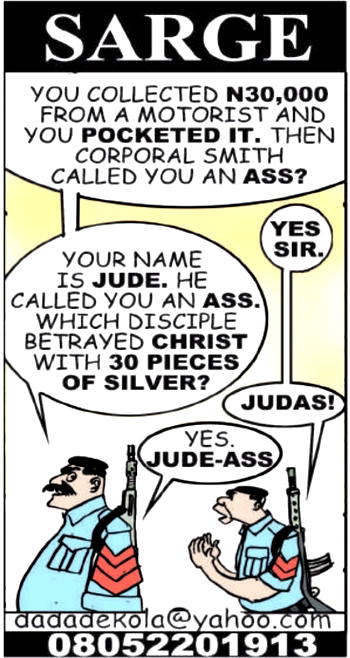 Cartoon: Sarge discovers Jude-ass Iscariot