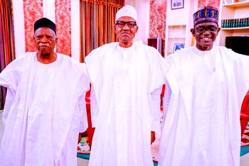 Buhari receives APC chair, Adamu in Aso Rock