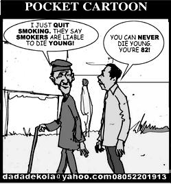 Cartoon: Smoker afraid of dying