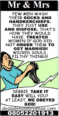 Mr & Mrs: Men decide which socks to use and keep