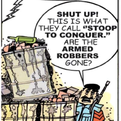 Cartoon: Armed robbers turn Sarge to literature