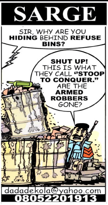 Cartoon: Armed robbers turn Sarge to literature