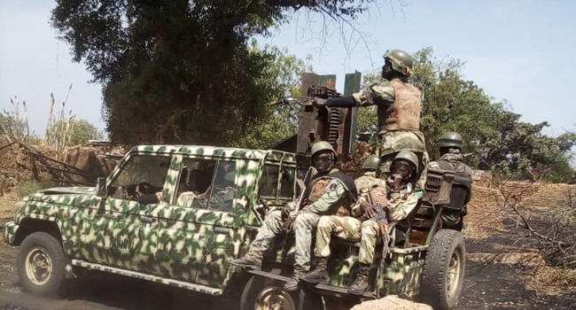 Army bombs Boko Haram Commander’s convoy, kill scores, destroy gun trucks