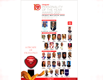 VIDEO: Vanguard Personality of The Year Award 2021 holds Friday, May 20, 2022
