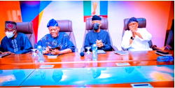 [BREAKING] 2023: Tinubu, Osinbajo, Aregbesola, Fayemi, Sanwo-Olu, begin crucial meeting at Lagos House