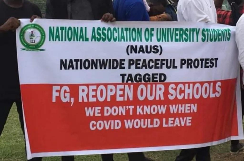 Students protest continued closure of universities