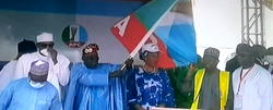 Presidency: Buhari presents APC victory flag to Tinubu