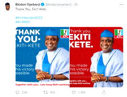 Thank you, Biodun Oyebanji, Ekiti Governor-elect tells voters