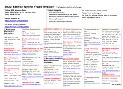 Call for Participation: 2022 Taiwan online trade mission