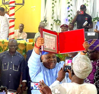 Osun Gov-elect, Adeleke gets Certificate of Return from INEC [Video]