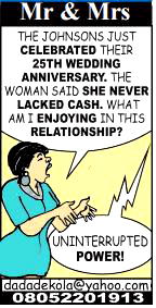 Mr & Mrs: He gives her uninterrupted power