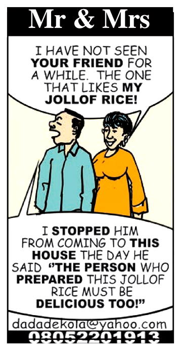 Mr & Mrs: Another man’s ‘Jollof Rice’