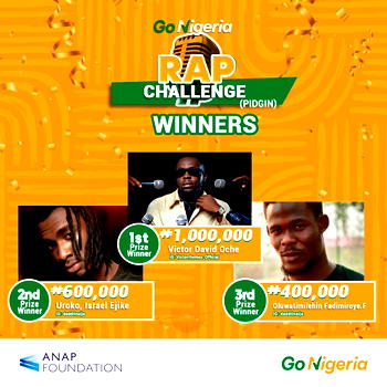 PVC campaign: Winners emerge in Go Nigeria Pidgin Rap challenge