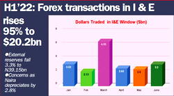 H1’22: Forex transactions in I & E rises 95% to $20.2bn