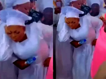 Moment Funke Akindele ‘fell under anointing’ while dancing in church [Video]