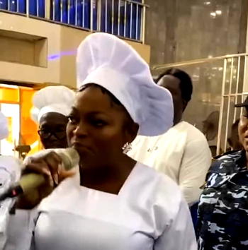 [VIDEO] I was born, raised here, pray for me, Funke Akindele tells Celestial Church priests