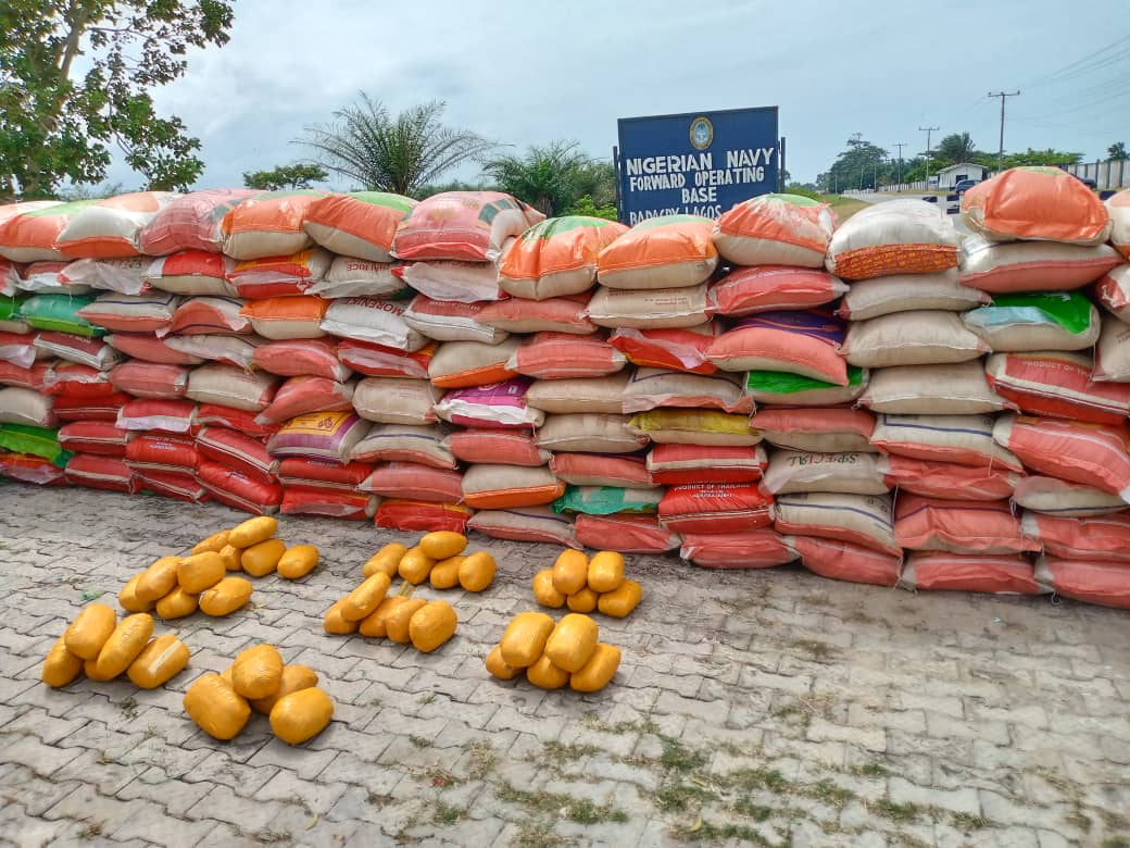 Navy foils attempt to smuggle 351 bags of rice ,illicit drugs into Nigeria