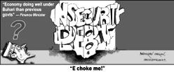 Cartoon: From top to under, ‘e choke’