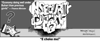 Cartoon: From top to under, ‘e choke’
