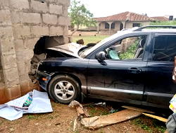 Many escape death as SUV rams into football viewing centre in Ibadan [Photos]