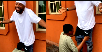 Funny reactions as Charles Okocha gets strange hug from excited female fan [Video]