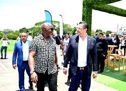 Photo: Pinnick, Costa Rica President Rodrigo Chaves commissioning a FIFA project in Costa Rica