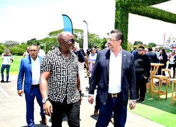 Photo: Pinnick, Costa Rica President Rodrigo Chaves commissioning a FIFA project in Costa Rica
