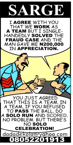 Cartoon: Sarge in team spirit
