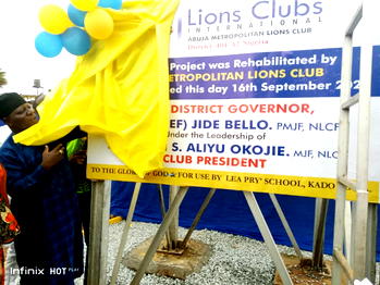 Lions club donates 8,000 litres water borehole system to Abuja school
