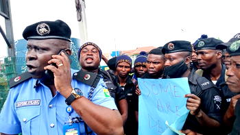 Okada riders snatching our wives, say protesting police constabularies