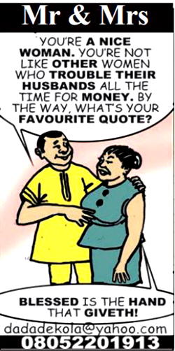 Mr & Mrs: Woman and money equals…