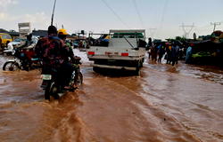 Photos: Flood ravages Obasanjo farm road in Otta
