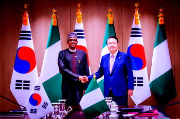 Photos: Buhari holds bi-lateral meeting with South Korea’s Yoon Suk-Yeol