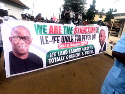 Labour party supporters march for Obi/Datti in Osun