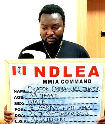 NDLEA nabs ex-footballer, Okafor Emmanuel for cocaine trafficking