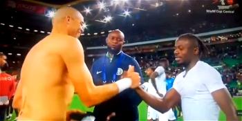 Moses Simon, Finidi George ‘fight’ over Pepe’s jersey after 4-0 mauling